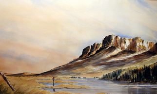 Don Bradford; Trout Farm, 2006, Original Watercolor, 24 x 17 inches. Artwork description: 241      A visit to my old stomping grounds in Montana to the Yellowstone for a little trout fishing.  ...