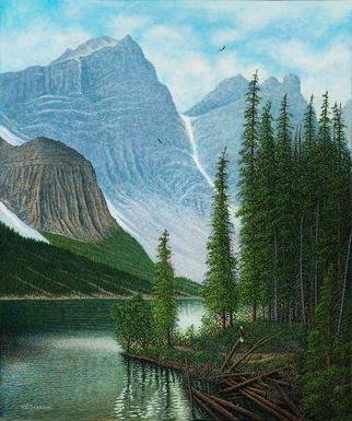 James Hildebrand; Gone Fishing, 2019, Original Painting Oil, 20 x 24 inches. Artwork description: 241 Eagles Fishing on Moraine Lake, Alberta Canada...