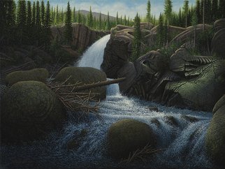 James Hildebrand; Moring Light On Alberta Falls, 2017, Original Painting Oil, 24 x 18 inches. Artwork description: 241 Alberta Falls in Rocky Mountain National Part...