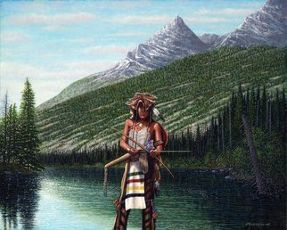 James Hildebrand; The Hunter, 2016, Original Painting Oil, 20 x 16 inches. Artwork description: 241 Crow Indian Hunting in the Tetons 1835...
