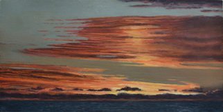 James Morin; Skyscape Number 2 Sunrise, 2021, Original Painting Oil, 19 x 10 inches. Artwork description: 241 Early morning fiery sunrise with yellows, oranges, crimson, deep purple on a yellowish blue. This is the first scene I saw after waking. ...