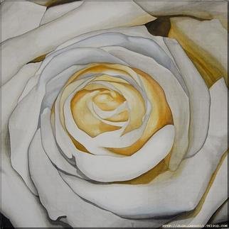Jorge Gallardo; White And Yellow Rose, 2002, Original Watercolor, 45 x 45 inches. Artwork description: 241 45 X 45 inches, watercolor on paper...