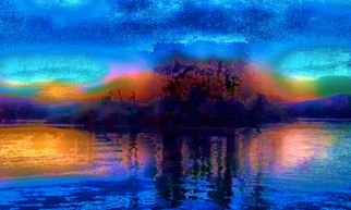 Mark Goodhew; Olin Lake Island Sunset, 2015, Original Photography Color, 24 x 14.3 inches. Artwork description: 241 Summer sunrise on a frozen winter lake ...