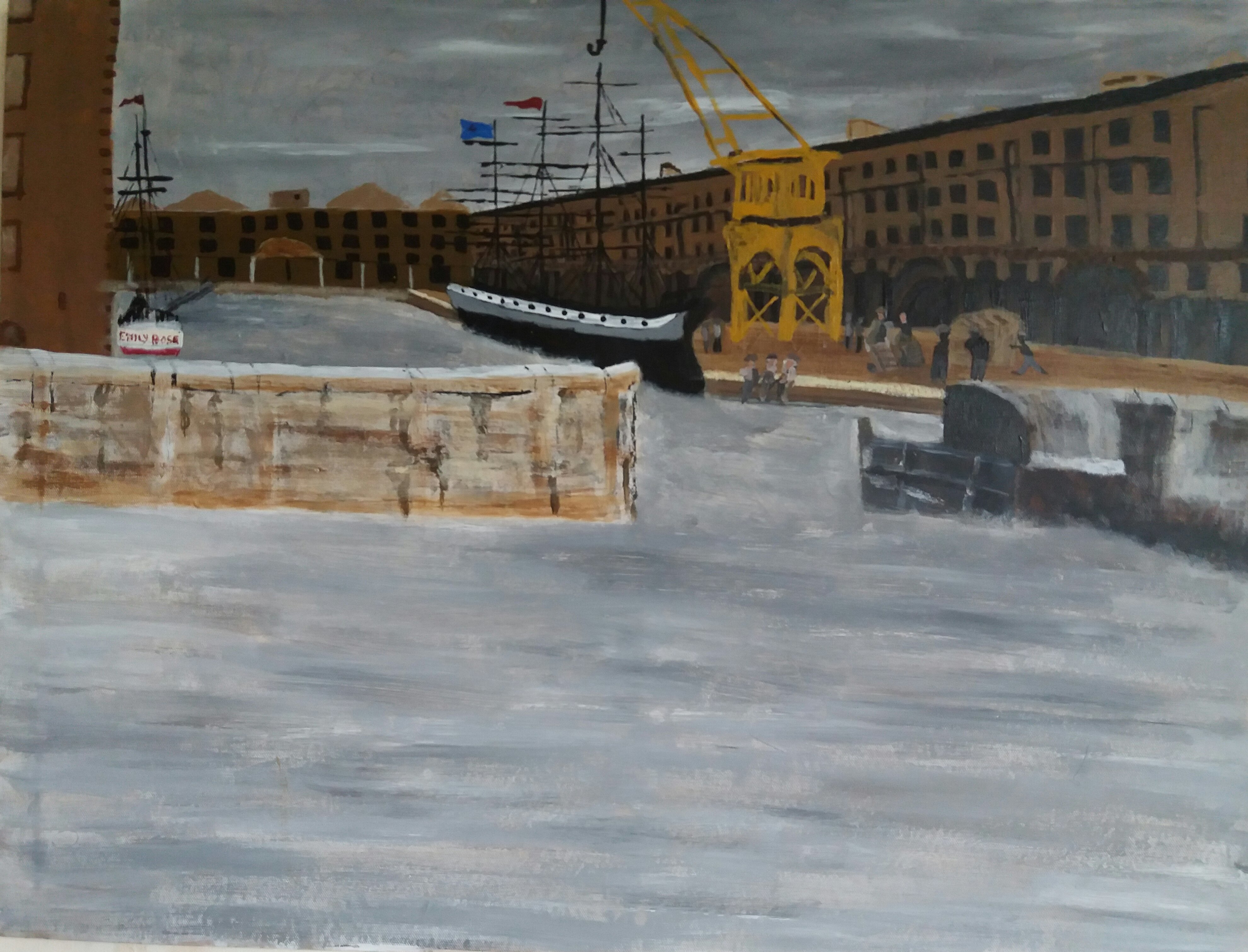 Joe Scotland; The Albert Dock Liverpool, 2017, Original Painting Acrylic, 45 x 60 inches. Artwork description: 241 Albert Dock in its original formon stretched canvas...
