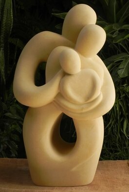 Joe Xuereb; Our Family, 2015, Original Sculpture Limestone, 40 x 70 cm. Artwork description: 241 The design shows the love, unity and the bond between the parentsone with the other while at the same time both embrace and hold tightly their offspring. . . .  the ideal family virtues most strive to uphold.  Sculpture is hand carved from the Malta limestoneglobigerina . ...