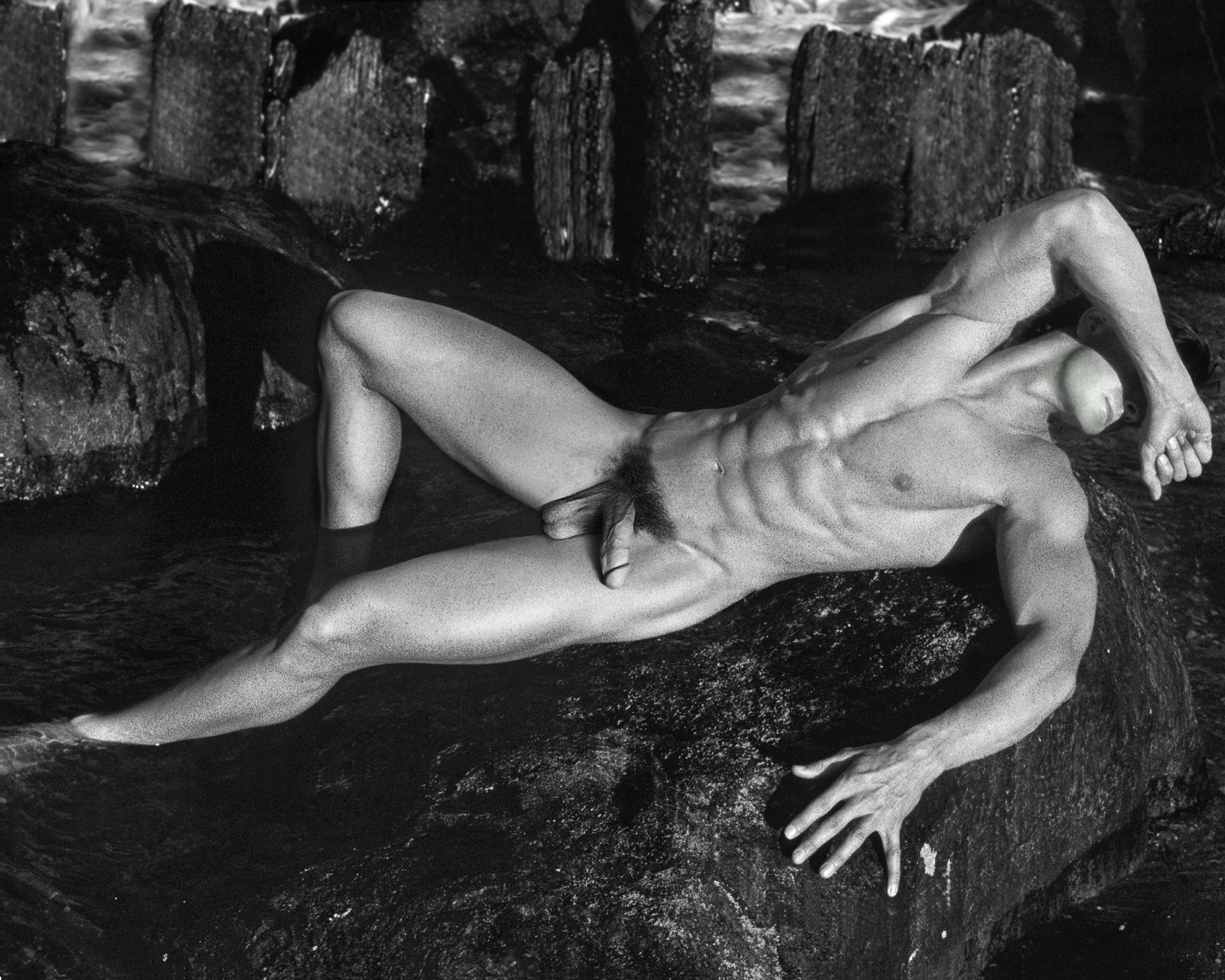 John Falocco, 'On The Rocks', 2015, original Photography Black and White, 20 x 16  inches. Artwork description: 1911  Male Nude Photography ...