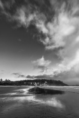 Jon Glaser, 'Down The Beach', 2014, original Photography Black and White, 16 x 24  x 1 inches. Artwork description: 2307    While in Olympic National Park, the lack of clouds at sunset created an interesting seascape. This beach was along the coast of Washington state.This image is available in the following sizes13x19 lustre photographic paper16x24 lustre photographic paper                             ...