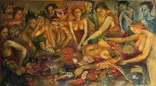 John Biro; Live Dinner, 2009, Original Pastel Oil, 124 x 69 cm. Artwork description: 241 oil on canvas...