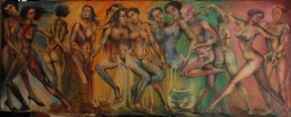 John Biro; Party, 2010, Original Painting Oil, 213 x 88 cm. Artwork description: 241 oil on canvas...