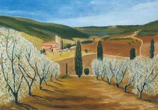 Jean Pierre Vets; San Antimo, 1998, Original Painting Oil, 70 x 50 cm. Artwork description: 241 San Antimo is a romanesque abbey build from the 10th century in a quiet vineyards and olives valley in Tuscany ( Italy)...