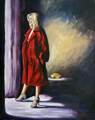 Joseph Mclaughlin; Room With A View, 2008, Original Painting Oil, 24 x 30 inches. Artwork description: 241  Wearing nothing but a red coat so just who is it thta has the best view. ...