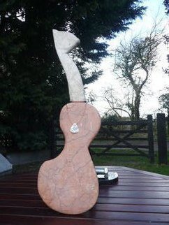 Julia Cake, 'Ma Guitar', 2016, original Sculpture Stone, 35 x 70  x 40 cm. Artwork description: 2448  Pink Marble and Brown Marble ...