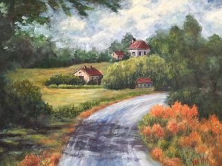Julie Van Wyk; The Road Home, 2015, Original Painting Acrylic, 18 x 24 inches. Artwork description: 241  From a photo taken while walking home to the farm house where I stayed for a week during a painting workshop in Emmett france ...