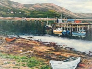 Julie Van Wyk; Ullapool Harbor, 2016, Original Painting Acrylic, 30 x 24 inches. Artwork description: 241 Scotland ...