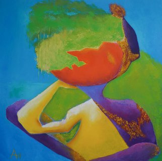 Julia Abrosimova; Meditating Jester, 2017, Original Painting Oil, 60 x 60 cm. 