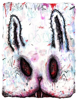 Justin Aerni; Rabbit Trophy Head, 2023, Original Painting Acrylic, 8.5 x 11 inches. Artwork description: 241 JUSTIN AERNI2023www. aerniart. com...