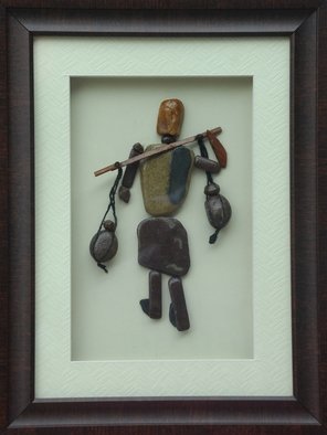 Jyothi Chinnapa Reddy; A Village Man With Pots, 2017, Original Crafts, 13 x 17 inches. Artwork description: 241 it is made with natural pebble stones and a beautiful frame...