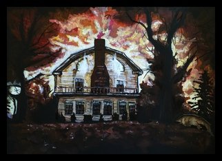 Charlie Laquidara; Amityville, 2014, Original Painting Acrylic, 9 x 12 inches. Artwork description: 241  Based off the Horror Location, Amityville is an Acrylic on Black Paper ...