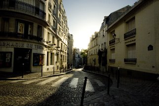 Karen Morecroft; Golden Street, 2009, Original Photography Color, 12 x 8 inches. Artwork description: 241  Sunlight bouncing off the cobbles of a Montmartre Street, Paris at dusk.  ...