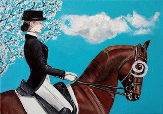 Katarina Radenkovic; Jockey, 2014, Original Painting Oil, 50 x 30 cm. Artwork description: 241 She doing something traditional. She realizes thatlife is here, just now . . . ...