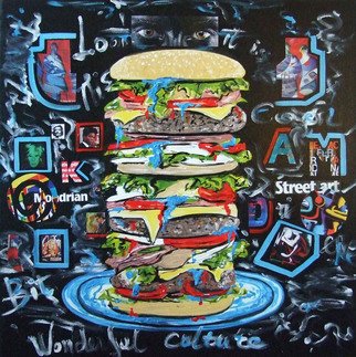 Katarina Radenkovic; Take A Bite Of Culture, 2012, Original Painting Oil, 70 x 70 cm. Artwork description: 241 With the same passion with which you would bite a juicy hamburger, take a bit of culture and immerse yourself in its taste, feel its meaning for the high quality of life. ...