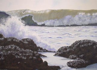 Kathleen Mcmahon; SeaGull In Surf, 2001, Original Painting Oil, 18 x 14 inches. Artwork description: 241 A seagull flies close to the wave in California.More art work available at kathleenmcmahon. com...