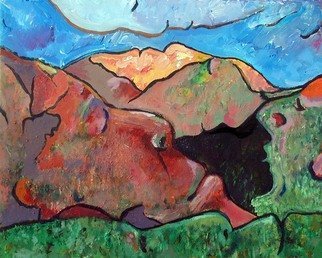 Steve Kiene; Mountainfaces, 2007, Original Painting Acrylic, 24 x 18 inches. Artwork description: 241  7 profiles of faces can be found in this composition ...