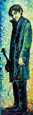 Keren Gorzhaltsan; The Violinist, 2009, Original Painting Oil, 45 x 153 cm. Artwork description: 241  oil on canvas ...