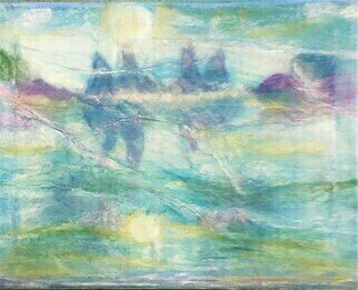 Kichung Lizee, 'Moon Reflection', 2022, original Mixed Media, 16 x 11  inches. Artwork description: 1911 mixed media on mulberry paper to capture the mood. ...