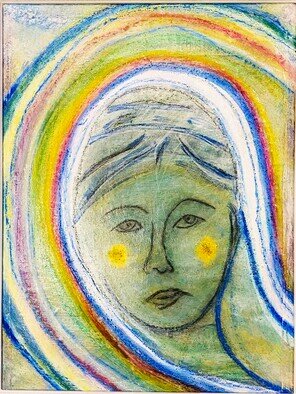 Kichung Lizee; Rainbow Lady, 2024, Original Mixed Media, 14 x 18 inches. Artwork description: 241 lady with rainbow...