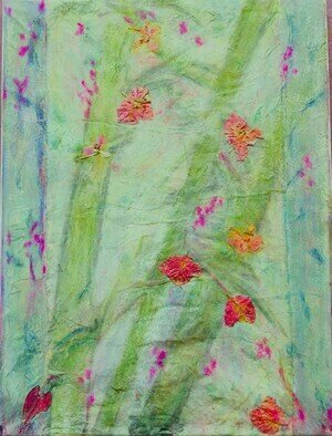 Kichung Lizee; Spring Flowers, 2023, Original Mixed Media, 20 x 26 inches. Artwork description: 241 executed on mulberry paper using mixed media and glued on canvas...
