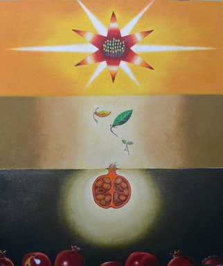 Kim Manessis; Journey, 2011, Original Painting Oil, 30 x 36 inches. Artwork description: 241  nature, circle of Life, heaven, pomegranate, fruit, rebirth, meaning of life, journey ...