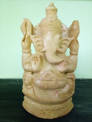Unni Krishnan; Ganesha, 2017, Original Crafts, 11 x 18 cm. Artwork description: 241 Crafted in yellow teak wood Lord Ganesha ...