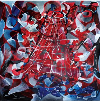 Klein Ioana; Babel Tower, 2009, Original Painting Oil, 100 x 100 cm. Artwork description: 241     abstract, red , blue   ...
