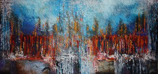 Klein Ioana; Orange Forest, 2013, Original Painting Oil, 135 x 70 cm. Artwork description: 241    abstract, red , blue  ...