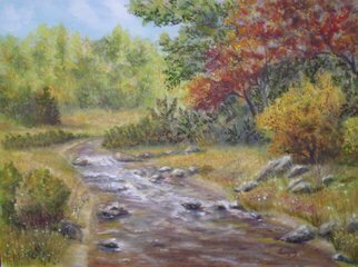 Katalin Luczay; Brook, 2008, Original Painting Oil, 20 x 16 inches. Artwork description: 241  Fall, Brook, Colors of red and yellowThe scene is in my backyard 20. 0 ...