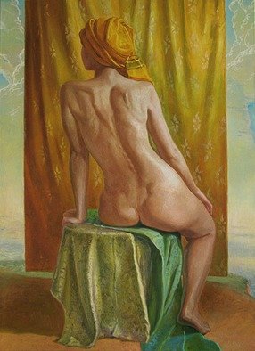 Evgeny Kovalchuk; Face Up To The Sky, 2009, Original Painting Oil, 110 x 150 cm. Artwork description: 241 sky woman bodi oil panting...