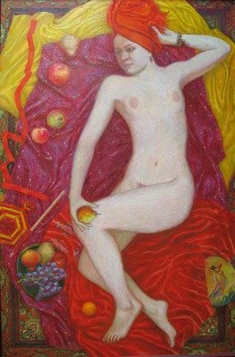 Evgeny Kovalchuk; The Girl In The Red, 2009, Original Painting Oil, 100 x 150 cm. Artwork description: 241 oil canvas ...