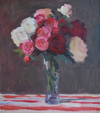 Lena Kurovska; Still Life With Roses, 2013, Original Painting Oil, 45 x 50 cm. Artwork description: 241  flowers, oil painting on canvas, still life with roses ...