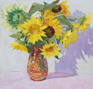 Lena Kurovska; Sunflowers, 2010, Original Painting Oil, 60 x 60 cm. Artwork description: 241 still life with sunflowers, floral, oil painting...