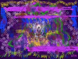 La Artale; Enlighten Me, 2009, Original Digital Art, 24 x 18 inches. Artwork description: 241  digital composition, spiritual, shiva, abstract, purple, green, blue, gold, peace, light, manifestation, love, namaste, large ...
