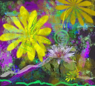 La Artale; Flora, 2009, Original Digital Art, 20 x 18 inches. Artwork description: 241   digital composition, spiritual, floral, abstract, purple, green, blue, gold, peace, light, manifestation, love, namaste, large  ...