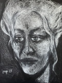 Luise Andersen, 'October 18 White On Black', 2019, original Drawing Charcoal, 11 x 14  inches. Artwork description: 2307 . .  started to work on yesterdayaEURtms expression. .  and image changed to this present stage. .  see tomorrow if that is going to aEUR~stay. .  intend to add emphasis to some dark areas. .  ...