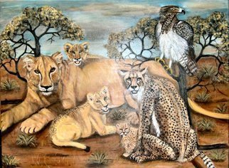 Rita Levinsohn; Last Look, 2008, Original Painting Acrylic, 40 x 30 inches. Artwork description: 241  Lion, Cheetah, Martial Eagle, all endangered species. ...