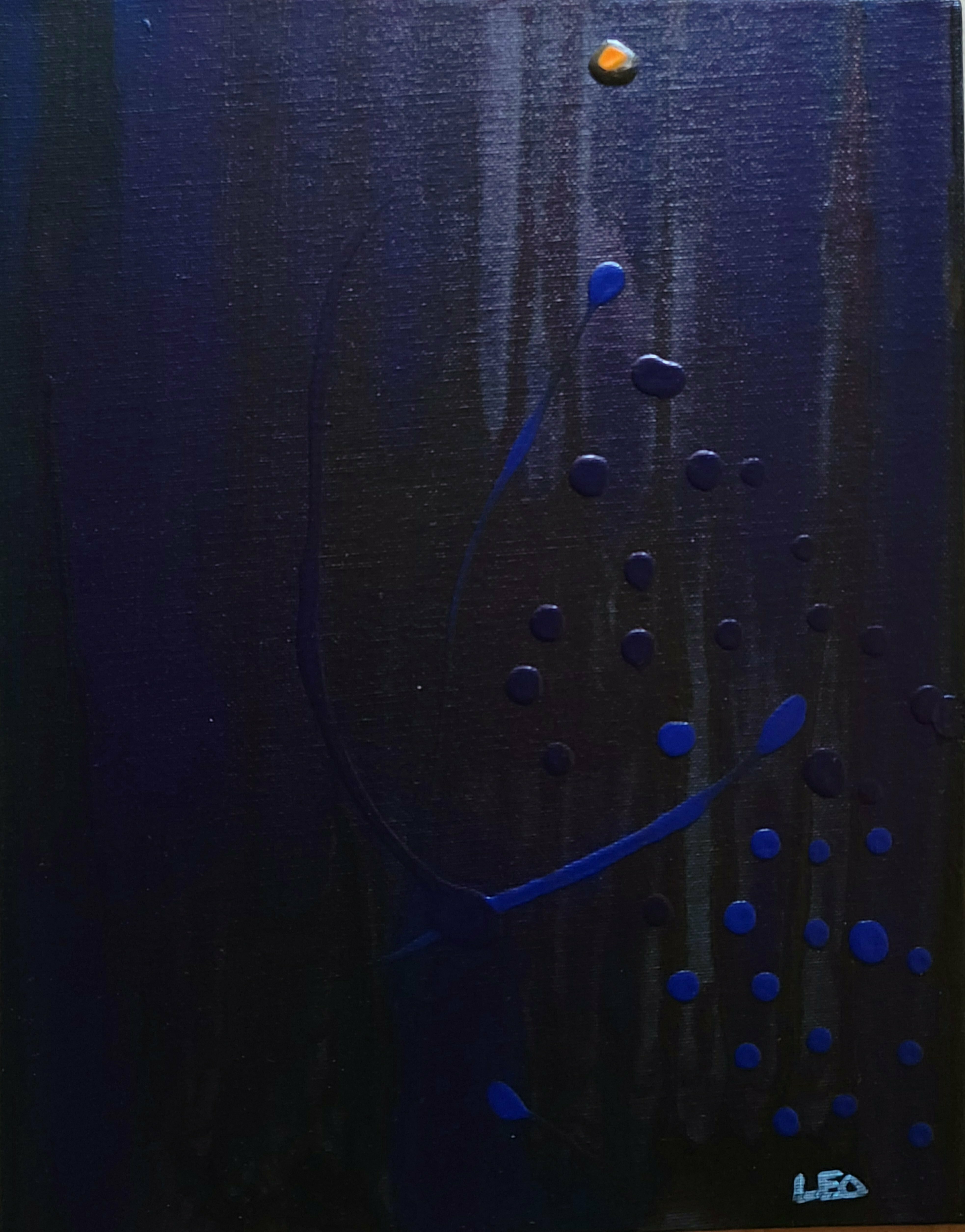 Leo Evans, 'Noir Blu Black', 2021, original Painting Acrylic, 11 x 14  inches. Artwork description: 2307 New Art by Leo Evans Title:  Noir Blu bLACK    Size: 11x14  Acylic Gouache on BlackCanvas Board   Created: 07- 2021 