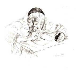 Leonore Marie; Rabbi, 2015, Original Drawing Charcoal, 24 x 18 inches. Artwork description: 241  a Judaic scholar ...
