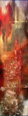 Leyla Munteanu; Flame 2, 2012, Original Mixed Media, 13 x 48 inches. Artwork description: 241   abstract, mixedmedia, . acrylic, yarn, large, strips, canvas, streched  ...
