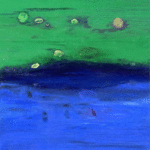 Lillian Abel; Untitledbluegreenwithyellow, 2004, Original Painting Oil, 18 x 18 inches. Artwork description: 241 Oil on Birch - - Title is Untitled Blue and Green with Yellow 2004  Sold Collection of Bob Crewe. ...