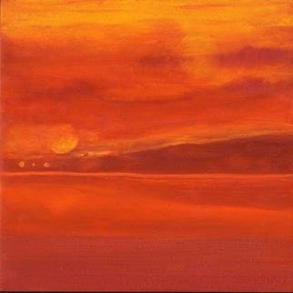 Lillian Abel; Orange Square, 2004, Original Painting Oil, 12 x 12 inches. Artwork description: 241 Oil on Birch, Landscape series...