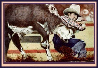 James Dailey; The Bulldogger, 2010, Original Drawing Pencil, 27 x 18 inches. Artwork description: 241  western, rodeo, bulls, cowboys, equine   ...